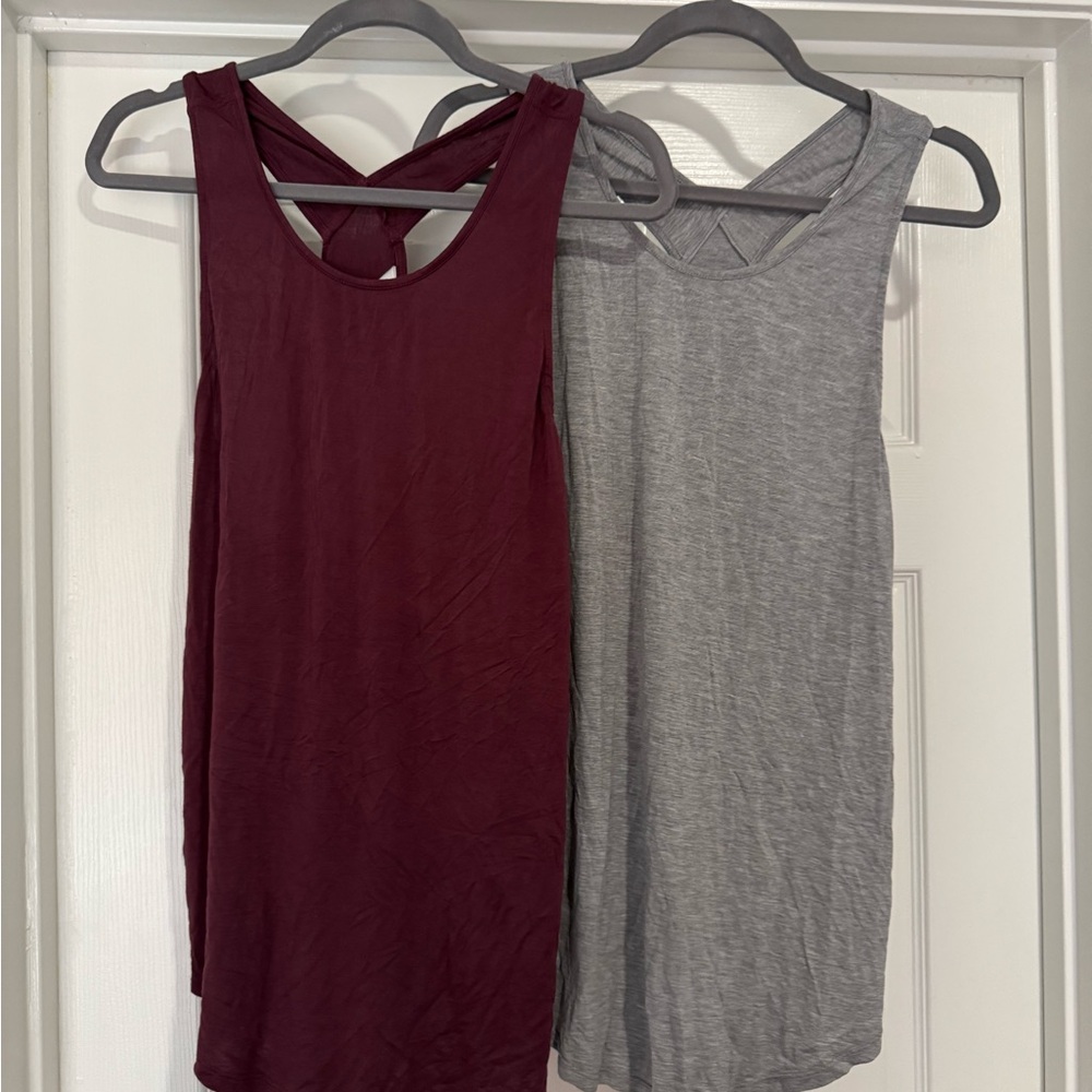 Cadenshae Nursing Sleeveless Tops - Burgundy and Gray set